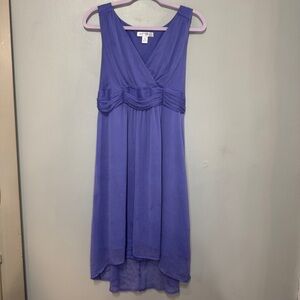 Motherhood‎ Maternity High Low Periwinkle Chiffon Sleeveless Dress Medium Hi-Lo